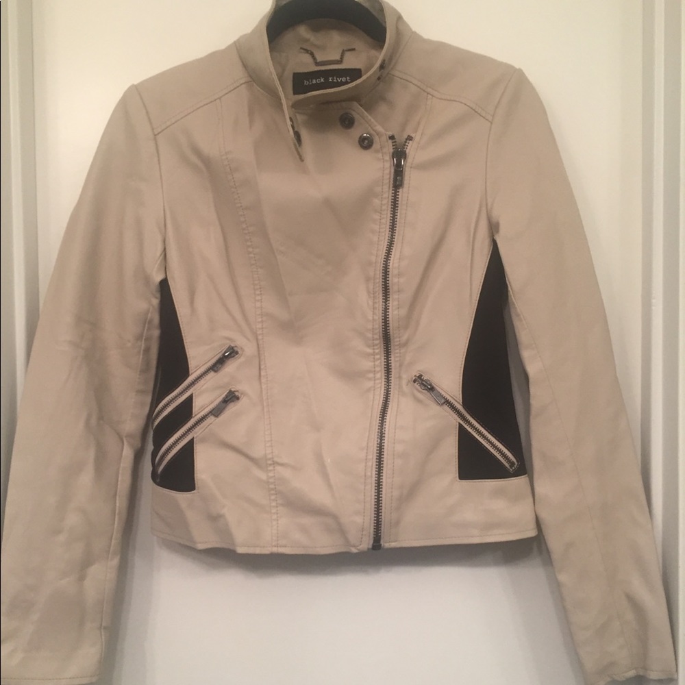 Black Rivet cream and black Moto jacket